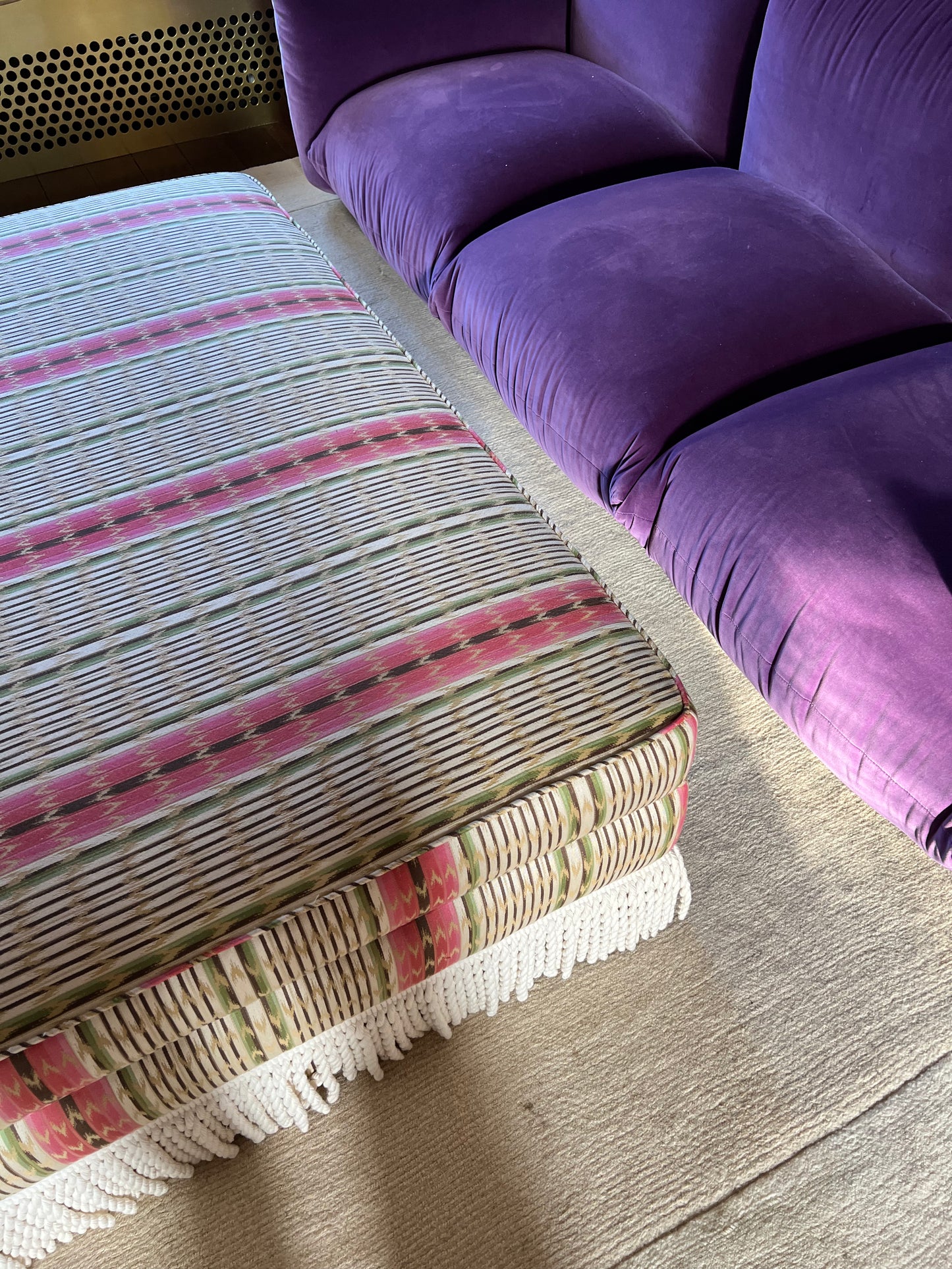 Oversized Ottoman with Bullion Fringe Skirt