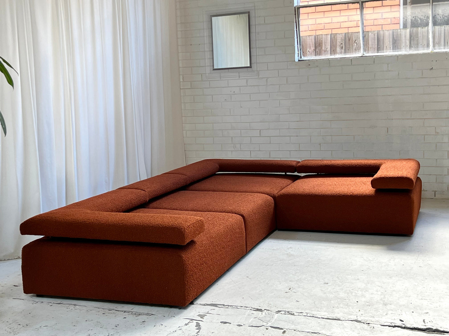 Large Bespoke Rust Boucle Modular Sofa