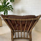 Vintage Cane and Leather Armchair + Ottoman