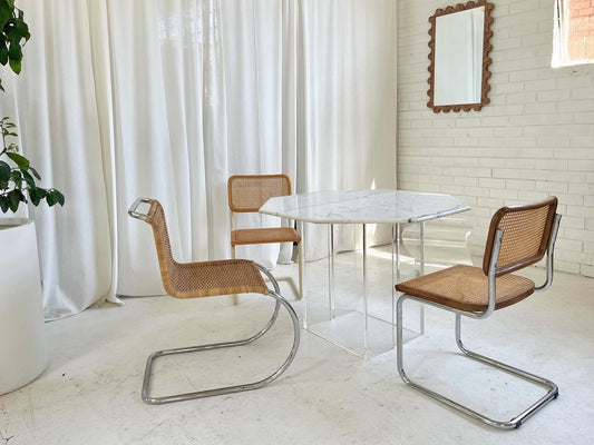 Octagonal Carrara Marble & Lucite Table