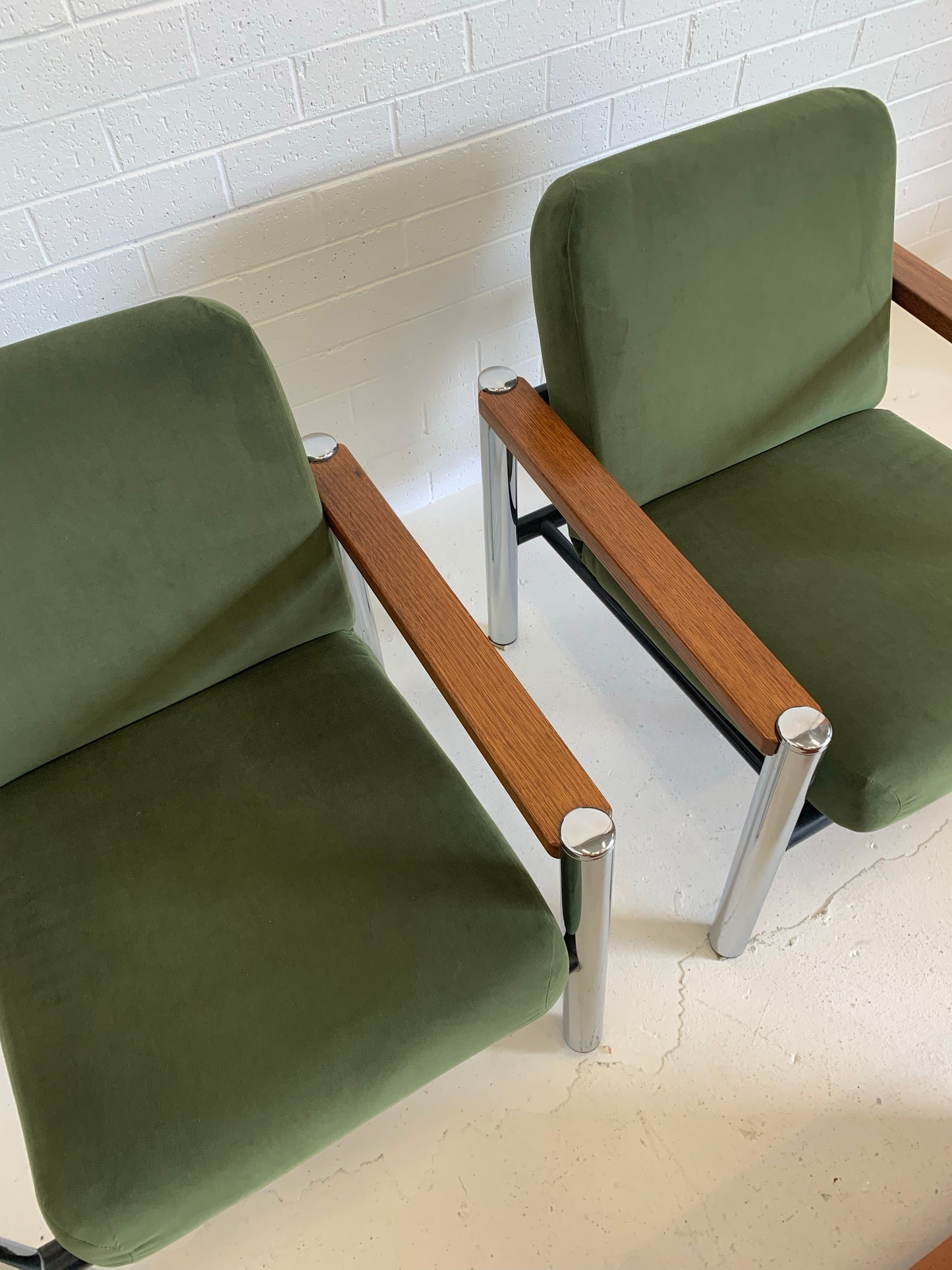 Vintage Teak and Chrome Sebel Armchairs