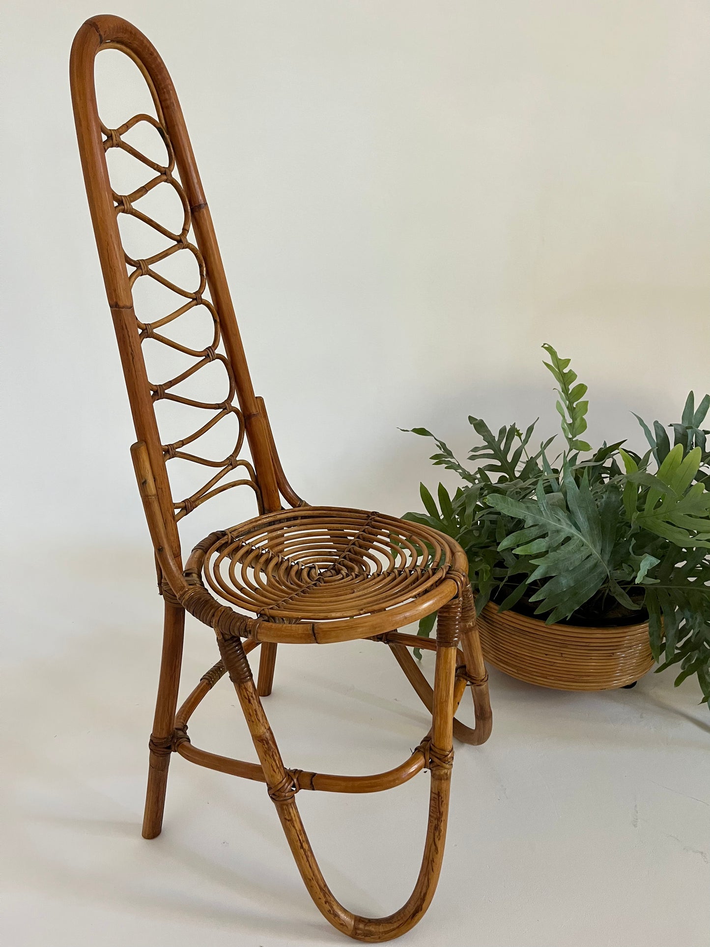- Vintage Italian Bamboo High Back Chair