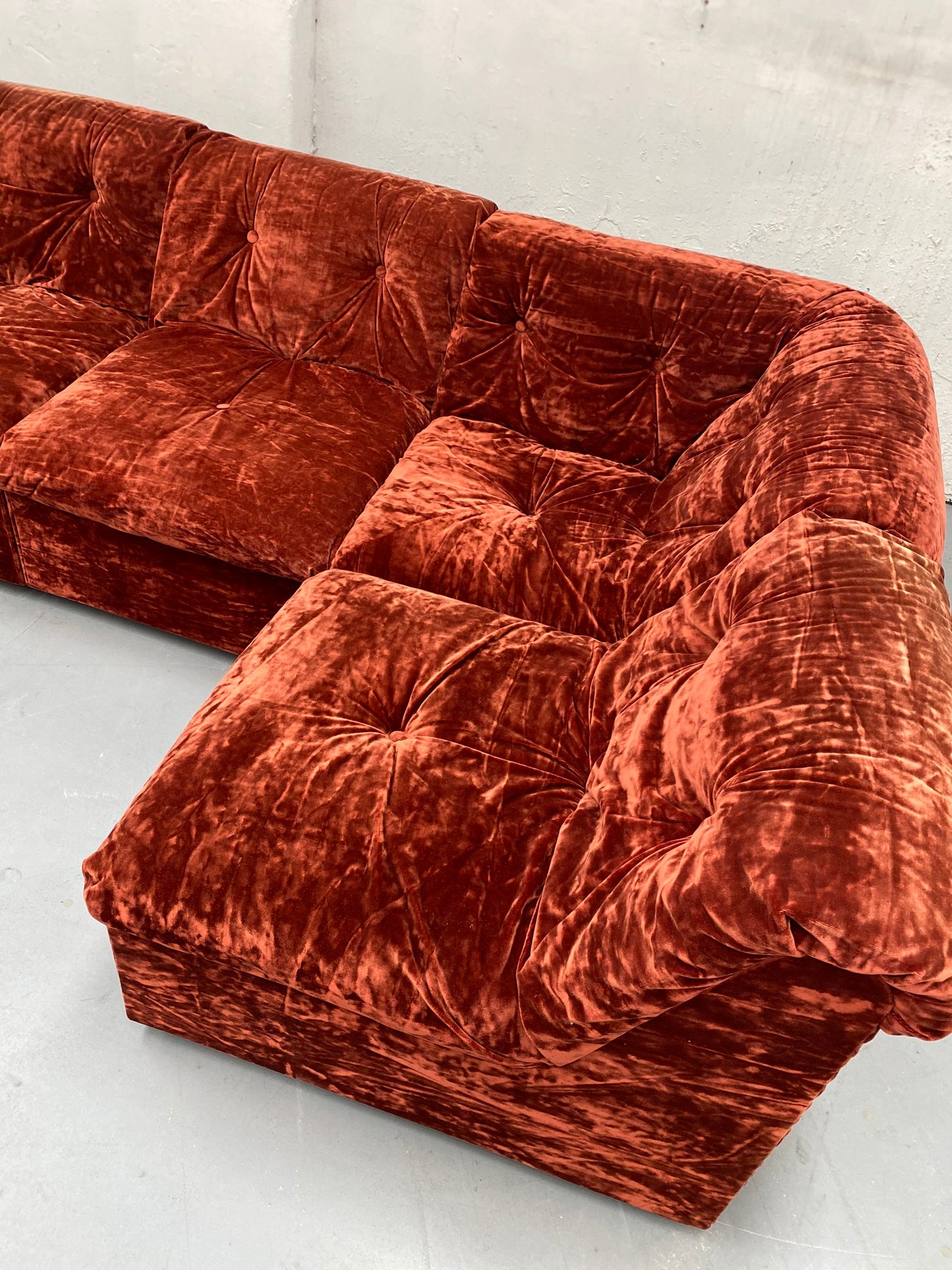 Vintage Velvet Modular Sofa - Seven Piece Set