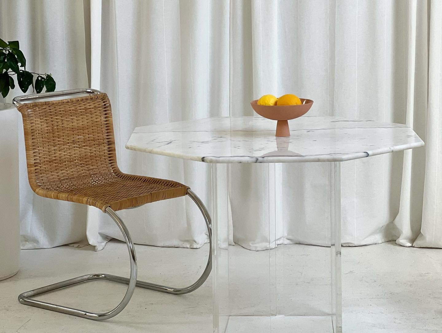 Octagonal Carrara Marble & Lucite Table