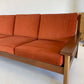 Mid Century Rust Velvet Plank Sofa