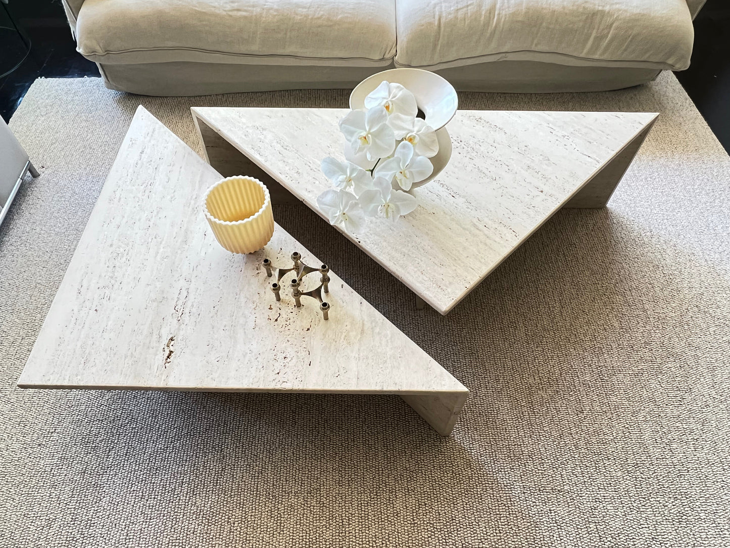 Vintage Italian Split Unfilled Travertine Coffee Table