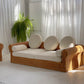 Vintage Cane and Boucle Lounge / Day Bed