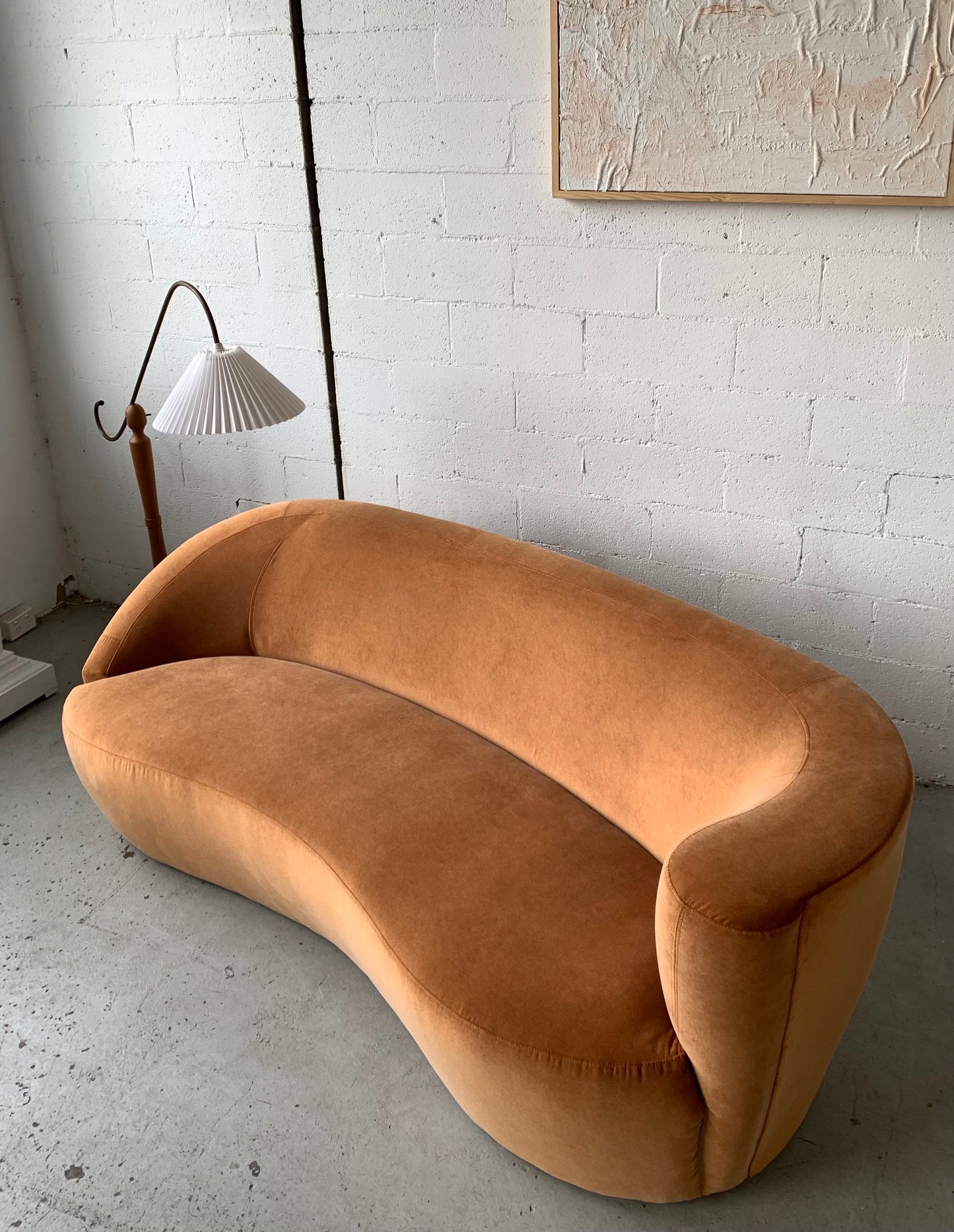 Bespoke Curved Sofa in Ginger Velvet