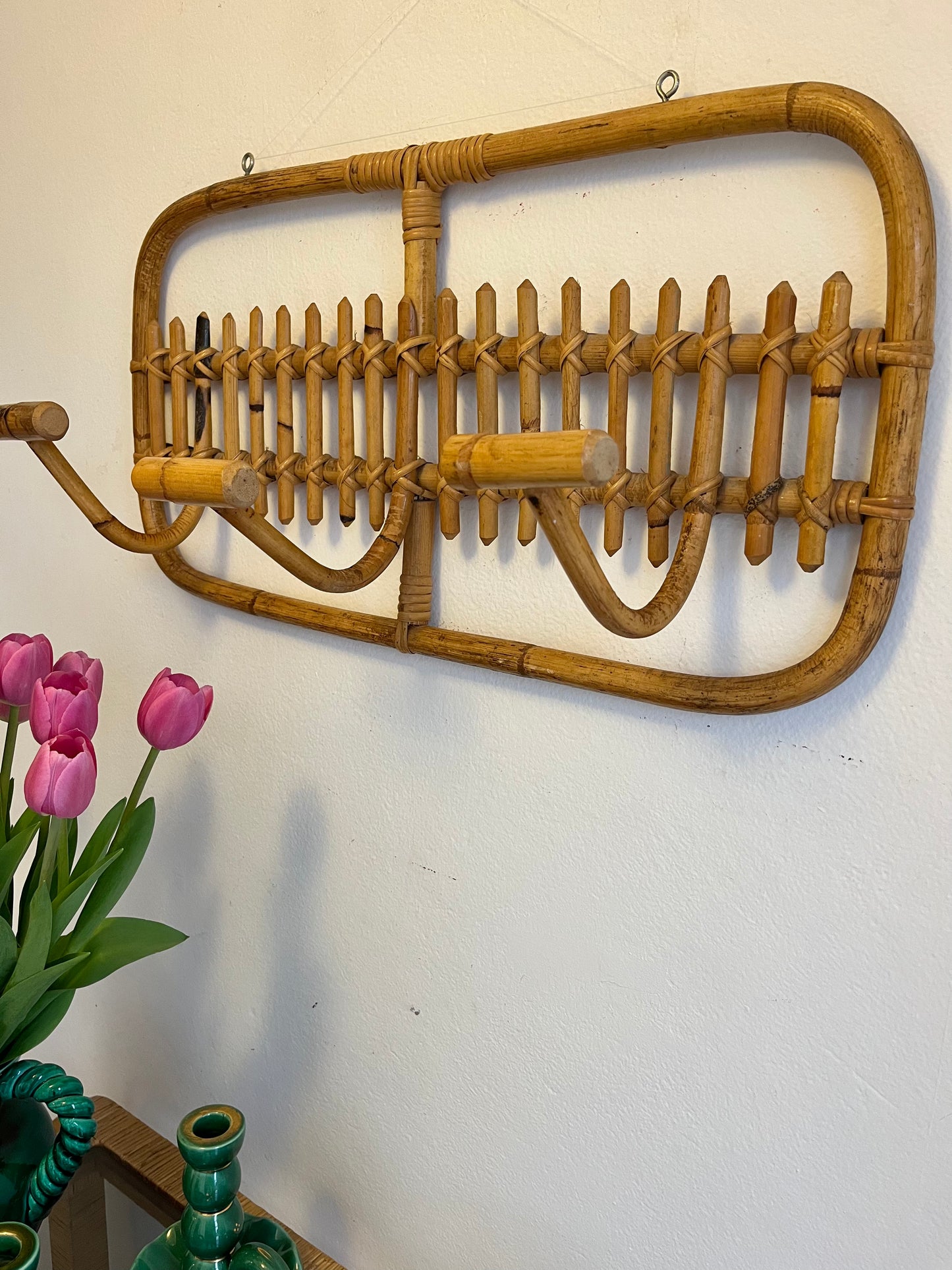 Vintage Italian Bamboo Wall Rack