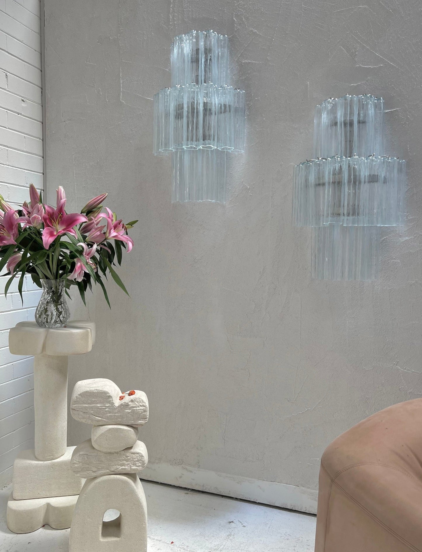 Murano Sconce - Venini TRONCHI CLEAR - Two Available