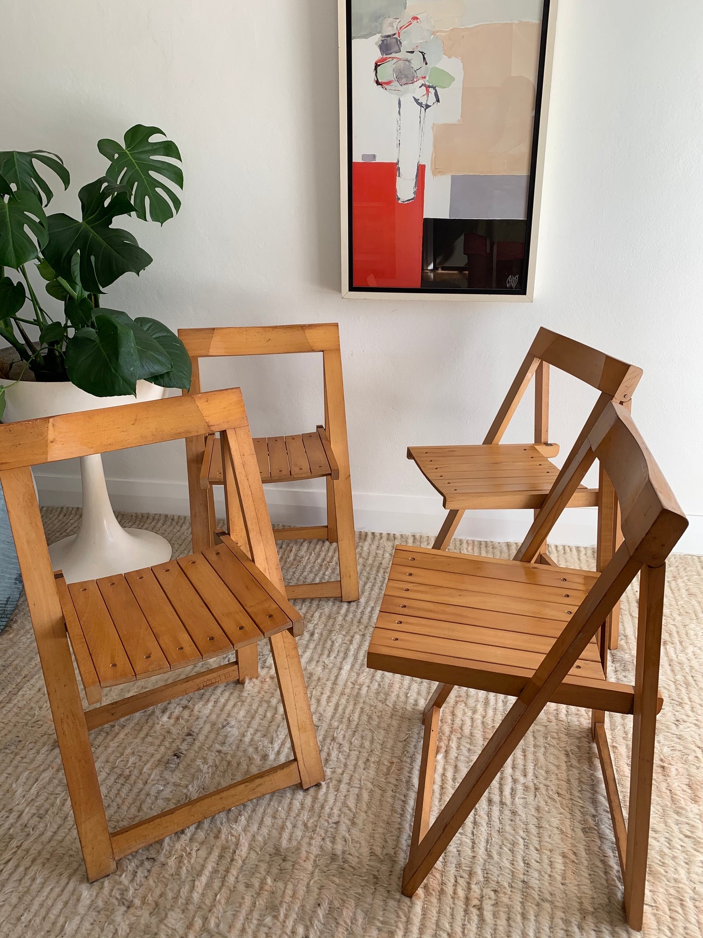 Original 1960’s Iconic Aldo Jacober and Pierangela d’Aniello “Trieste” Folding Chairs for Bazzani