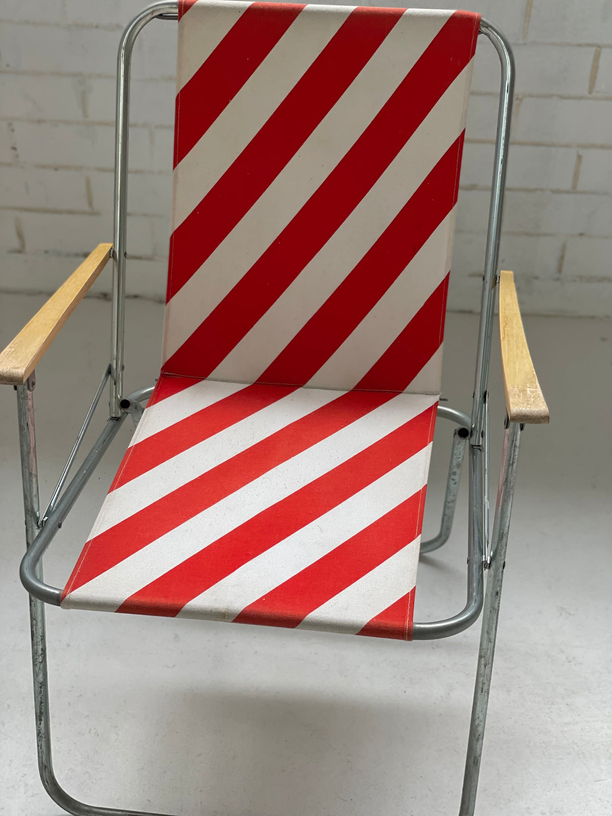 Striped Outdoor Folding Chairs- Set of Seven