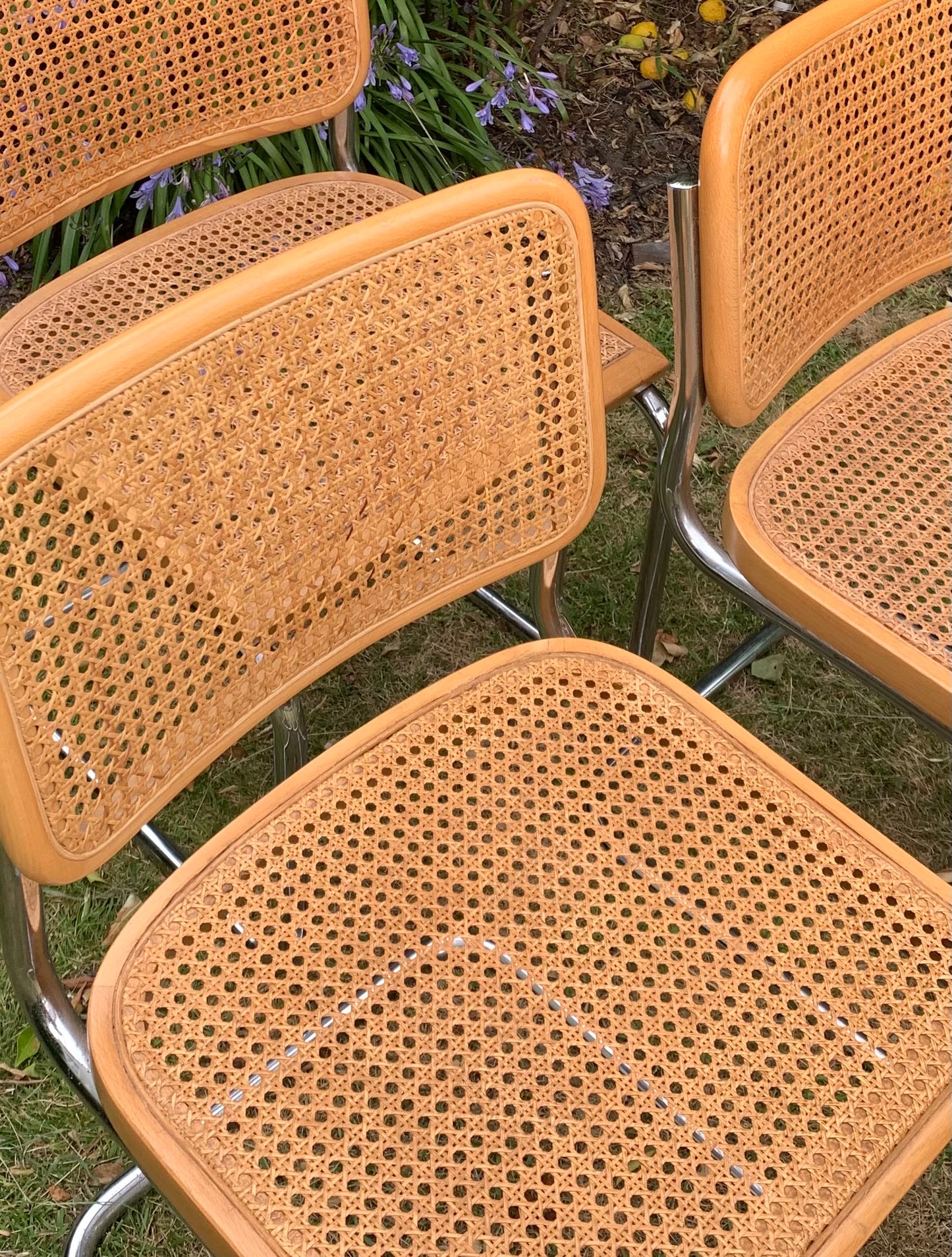 Set of 6 Marcel Breuer Cesca B32 Dining Chairs, Made in Italy