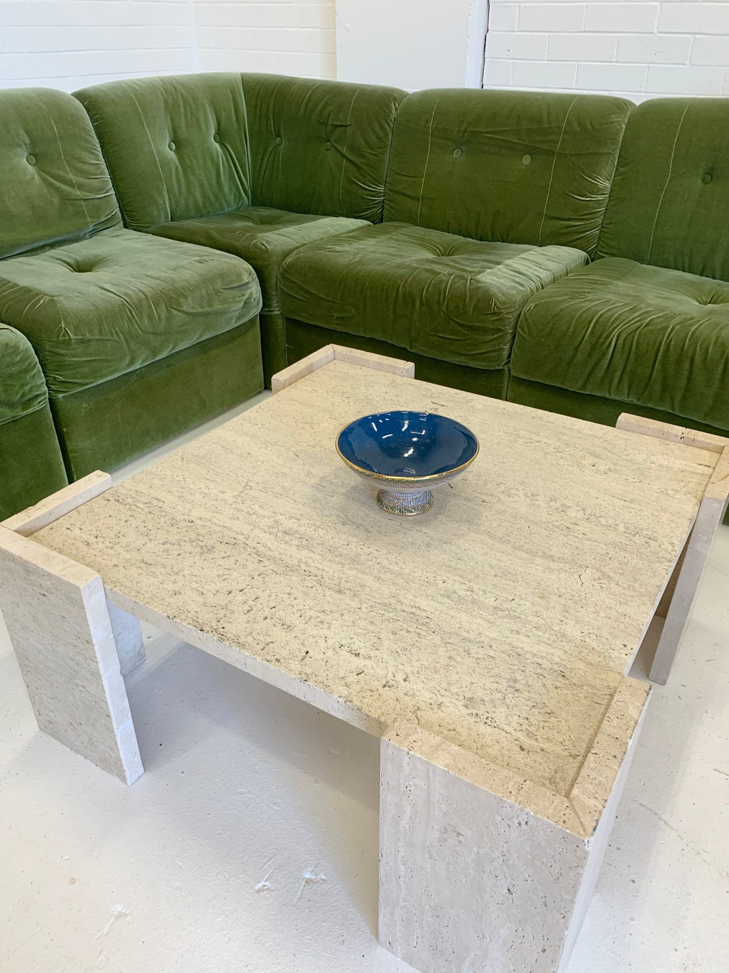 Vintage Unfilled Travertine Coffee Table