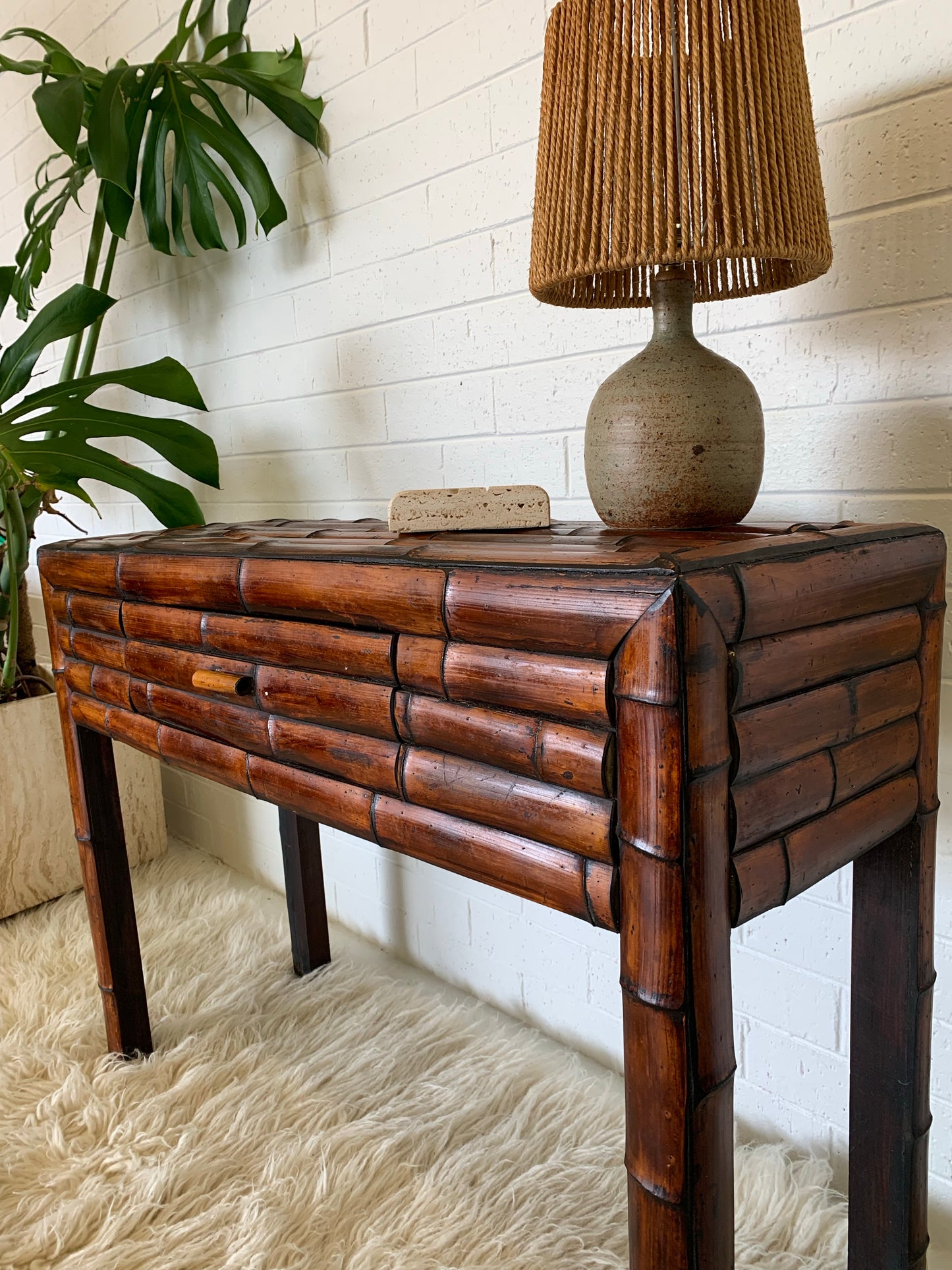 Vintage Bamboo Hall Table