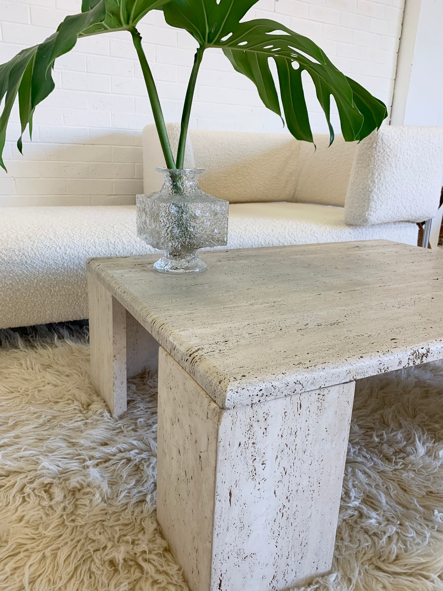 Vintage Unfilled Travertine Coffee Table
