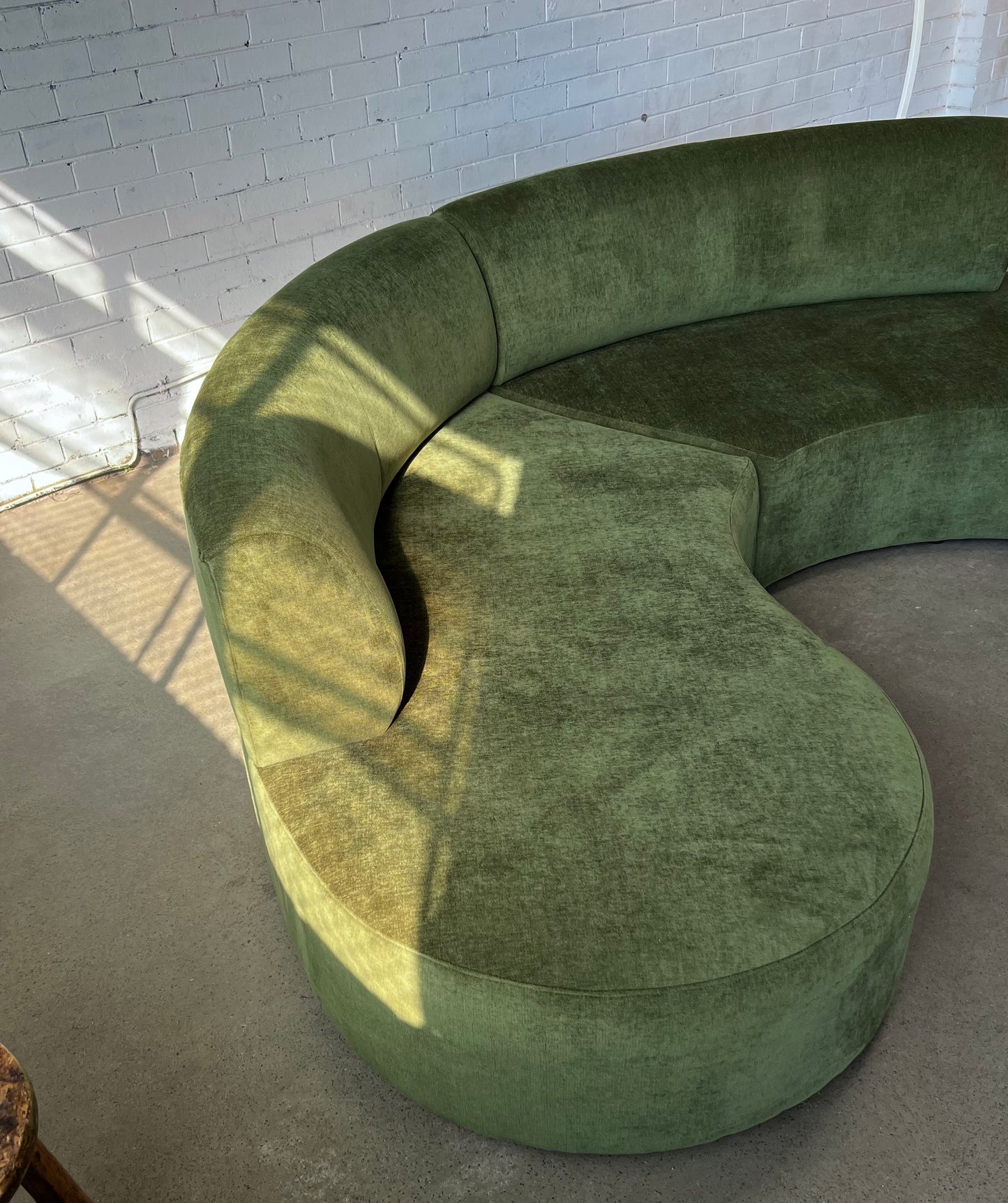 Bespoke Curved Sofa in Deep Botanical Green