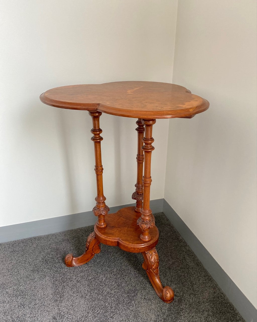 Burl Clover Shaped Side Table