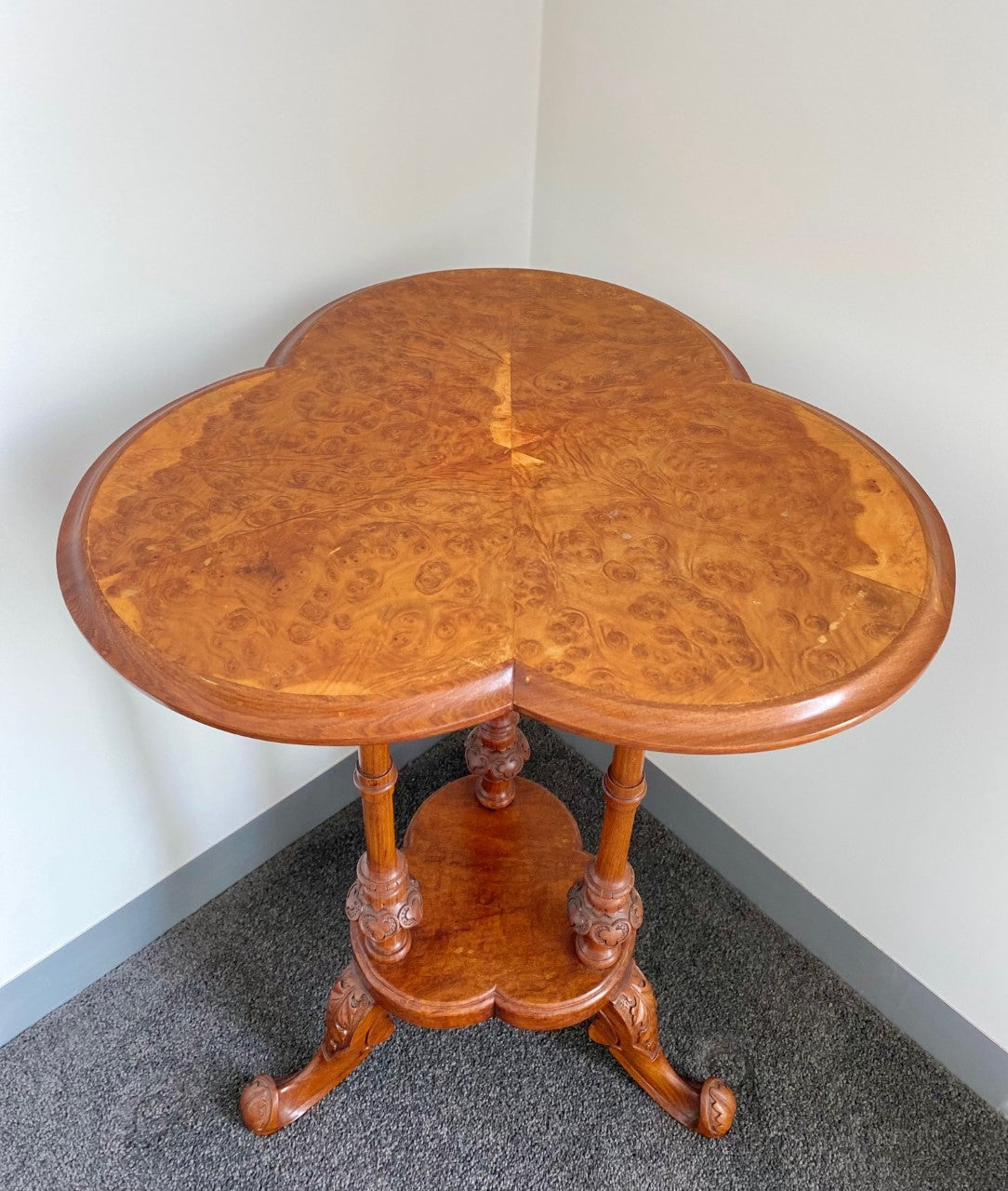 Burl Clover Shaped Side Table