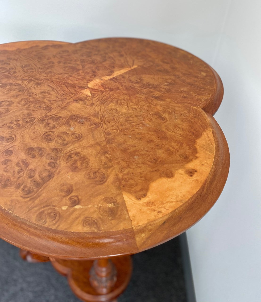 Burl Clover Shaped Side Table